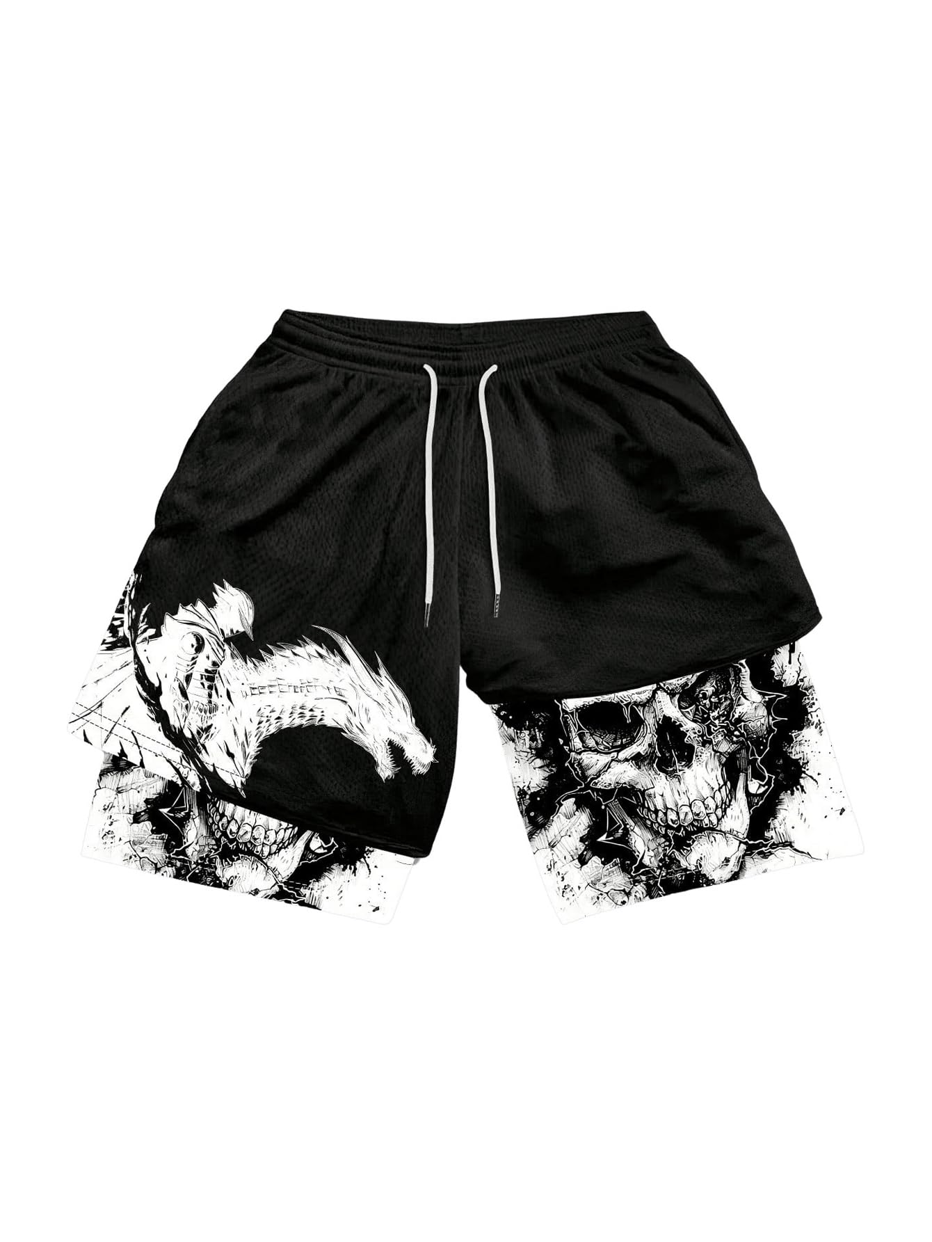 GORGLITTER Men's Anime Gym 2 in 1 Graphic Workout Basketball Running Shorts