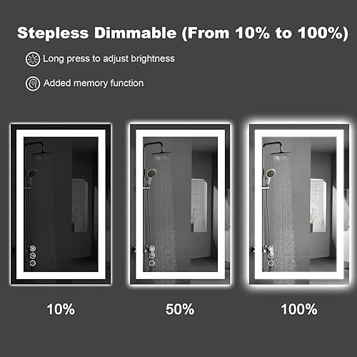 Miniatura 6 de Amorho Espejo LED de 84 x 40 pulgadas para baño con luz delantera y trasera, grandes espejos de pared regulables con antiempañamiento, a prueba de
