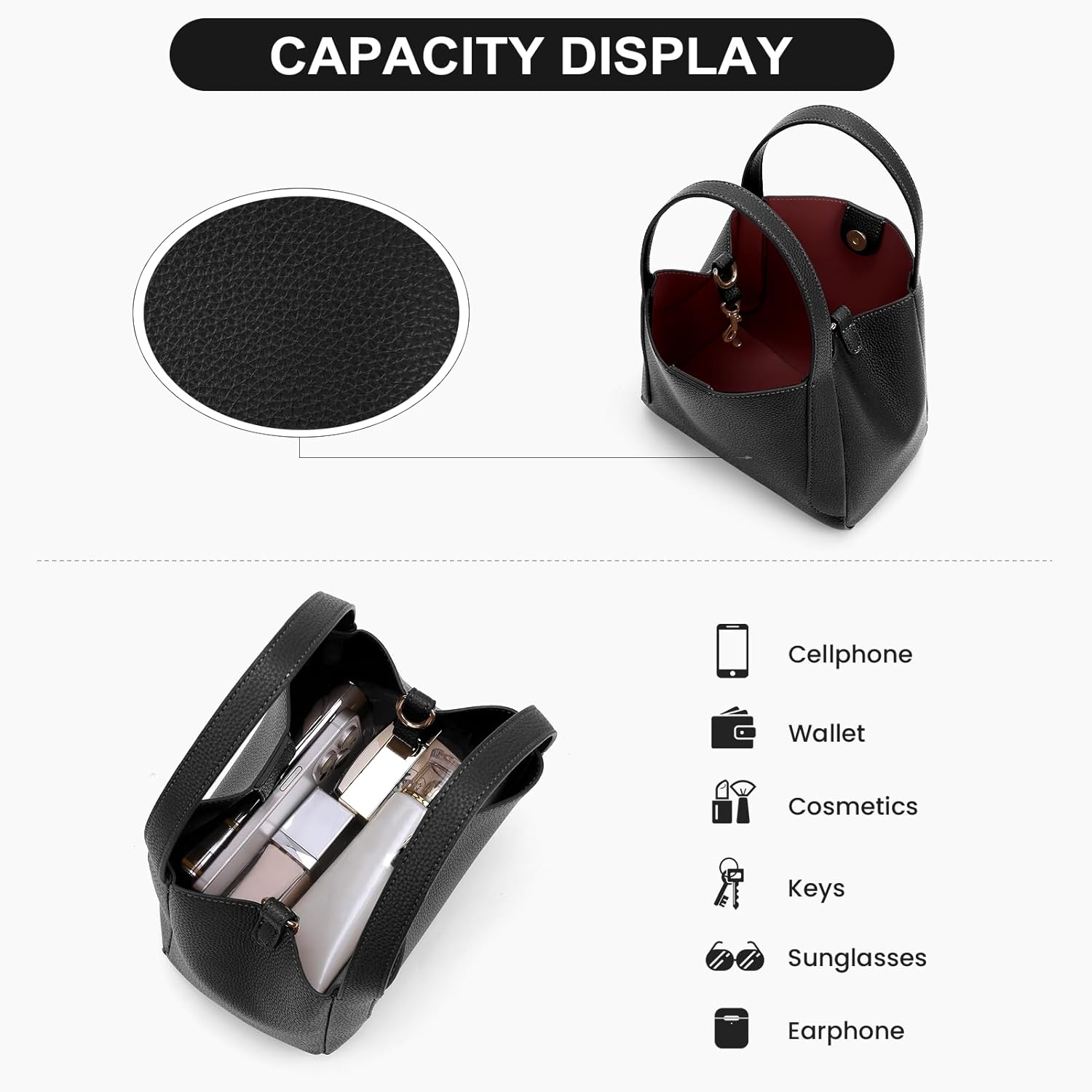 Top Handle Bag Medium Bucket Bags For Women Slouchy Crossbody Handbag Trendy Designer Shoulder Purse - Image 5