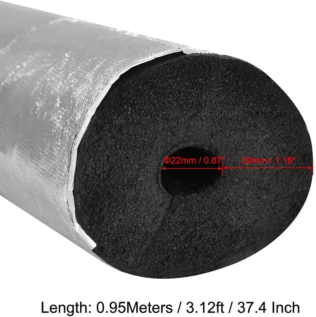 XYWHPGV Self Sealing Pipe Insulation Tubing, 0.87Inch ID x 1.18Inch Thickness x 3.12Ft Long, for Cold or Hot Pipes, Rubber Foam with Aluminum Foil, Black(41a02 fd67f 95826 8ebd1 413d9 5bc42