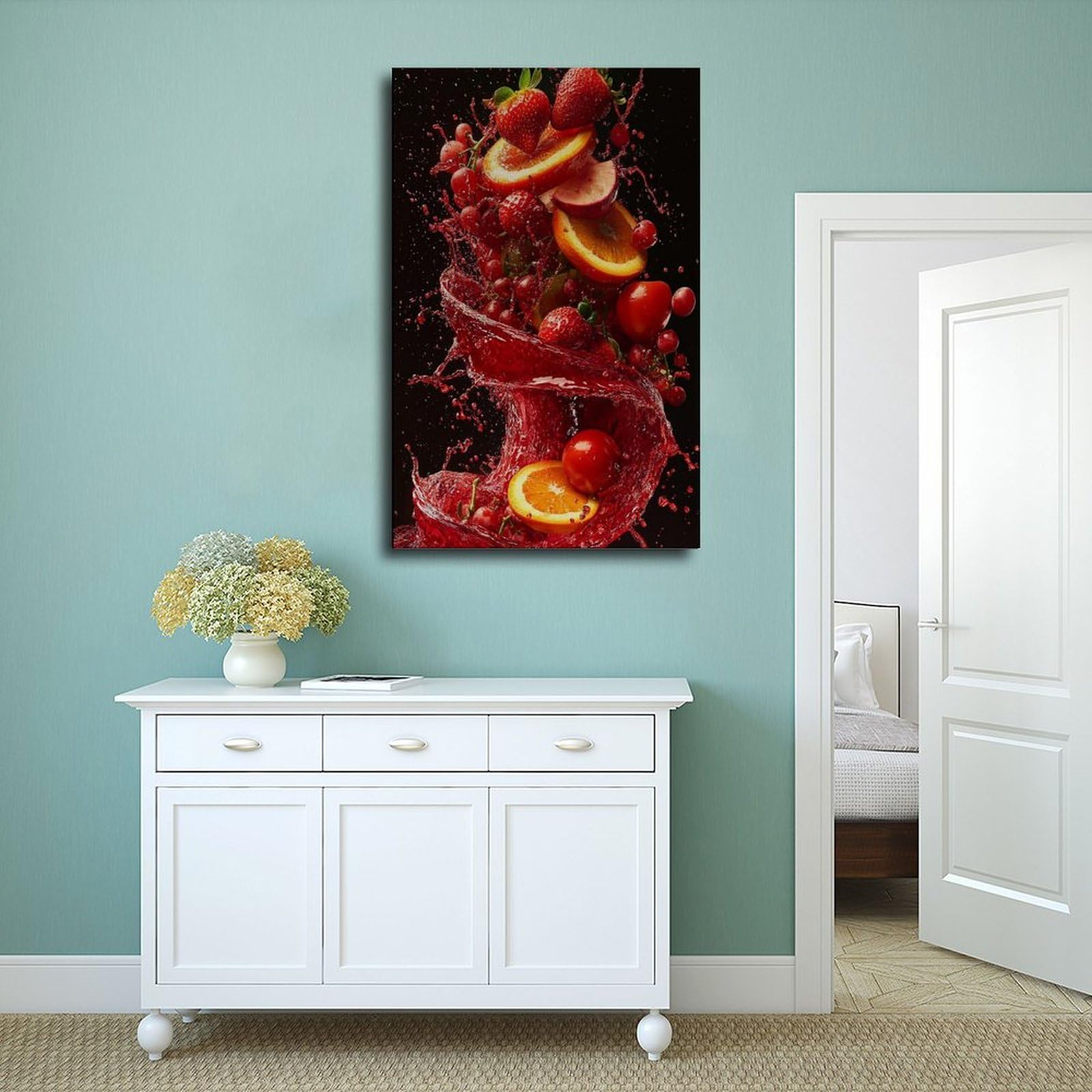 QIOTBVV Cranberry-Saft-Poster, Leinwand-Poster, Schlafzimmerdekoration, Landschaft, Büro, Raumdekoration, Geschenk, 50 x 75 cm