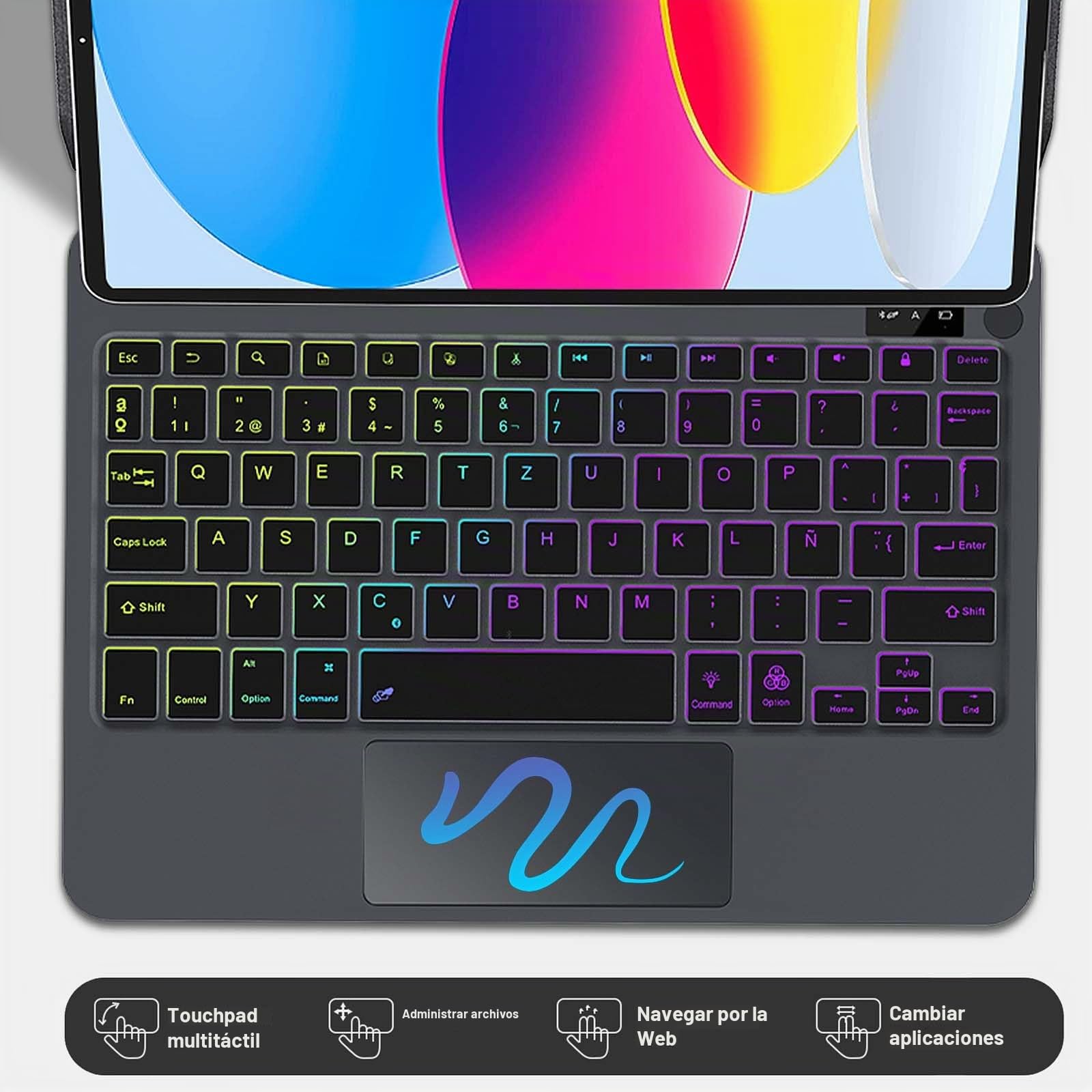 Magic Keyboard for iPad A16 11a Gen 2025/10a Gen 2022, Soporte Magnético Flotante y Panel Táctil Multitáctil de Precisión, Funda Teclado con Retroiluminado for iPad 10th/11th Gen 10.9/11 inch-Negro