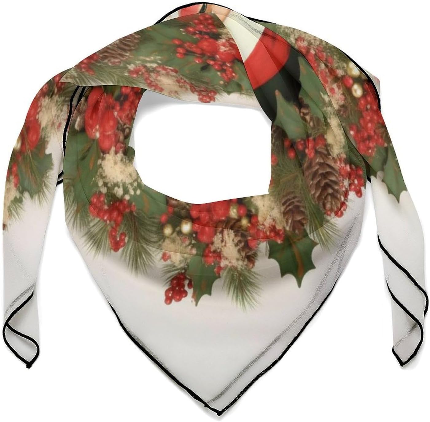 Santa Claus Wreath Headscarf Square Lightweight, Women’s Hair Wraps Shawl, Head Scarf for Women, Hair Bandanas Man Fashion Silk Scarf for Sleeping Hair Wrapping Night