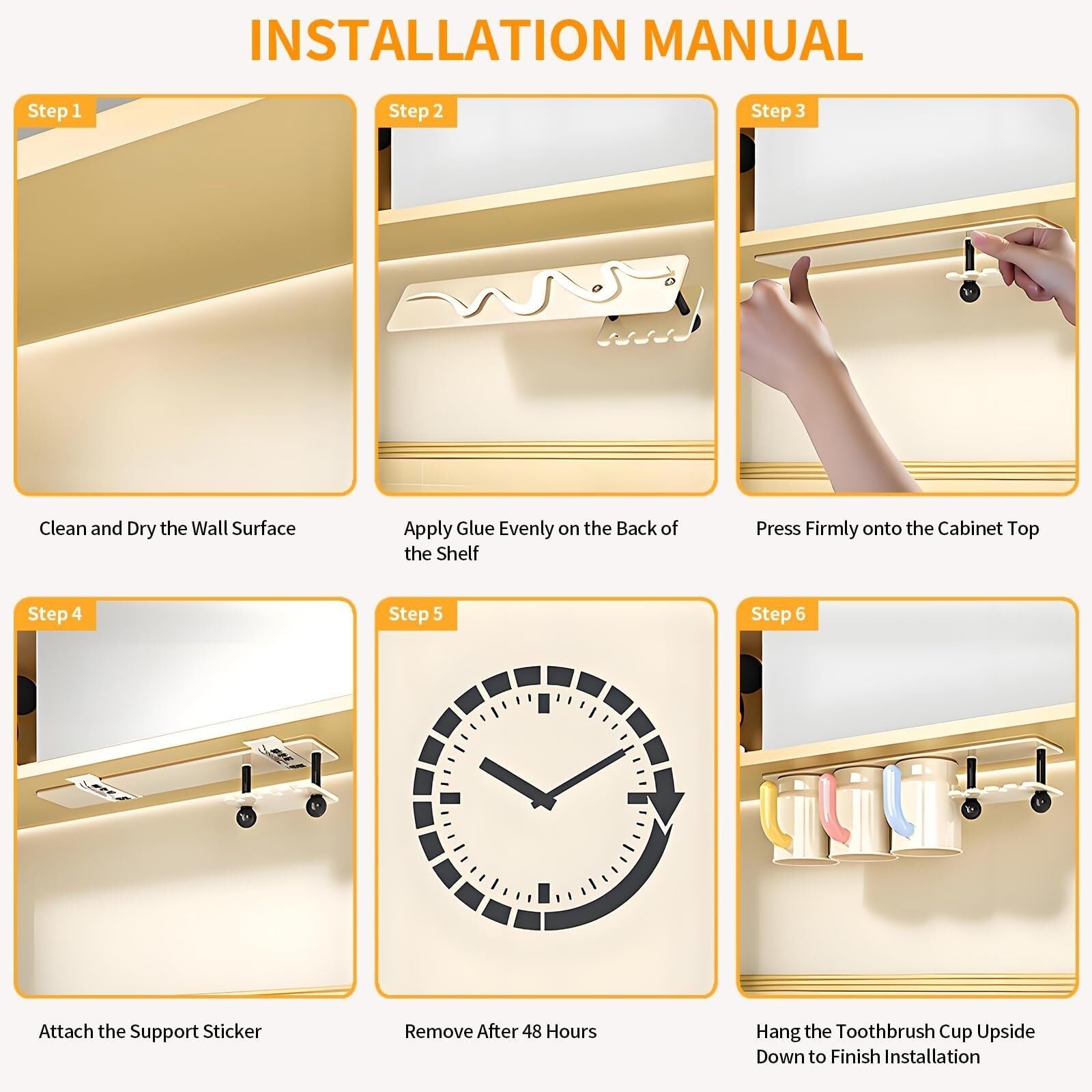 Porta Cepillo Dientes Baño Soporte Magnético Invertido For Cepillo De Dientes For Baño Al Revés con Vasos For Cepillos Hogar Y Cocina(13.78in)