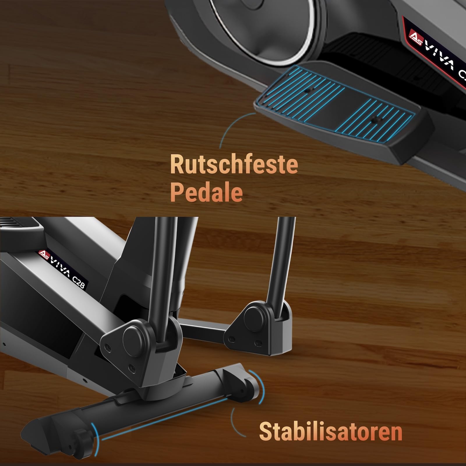 AsVIVA C28 Pro Crosstrainer, Ellipsentrainer Heimtrainer, 16 kg Schwungmasse, elektrischer Widerstand, Pulsmessung, leise, für Zuhause