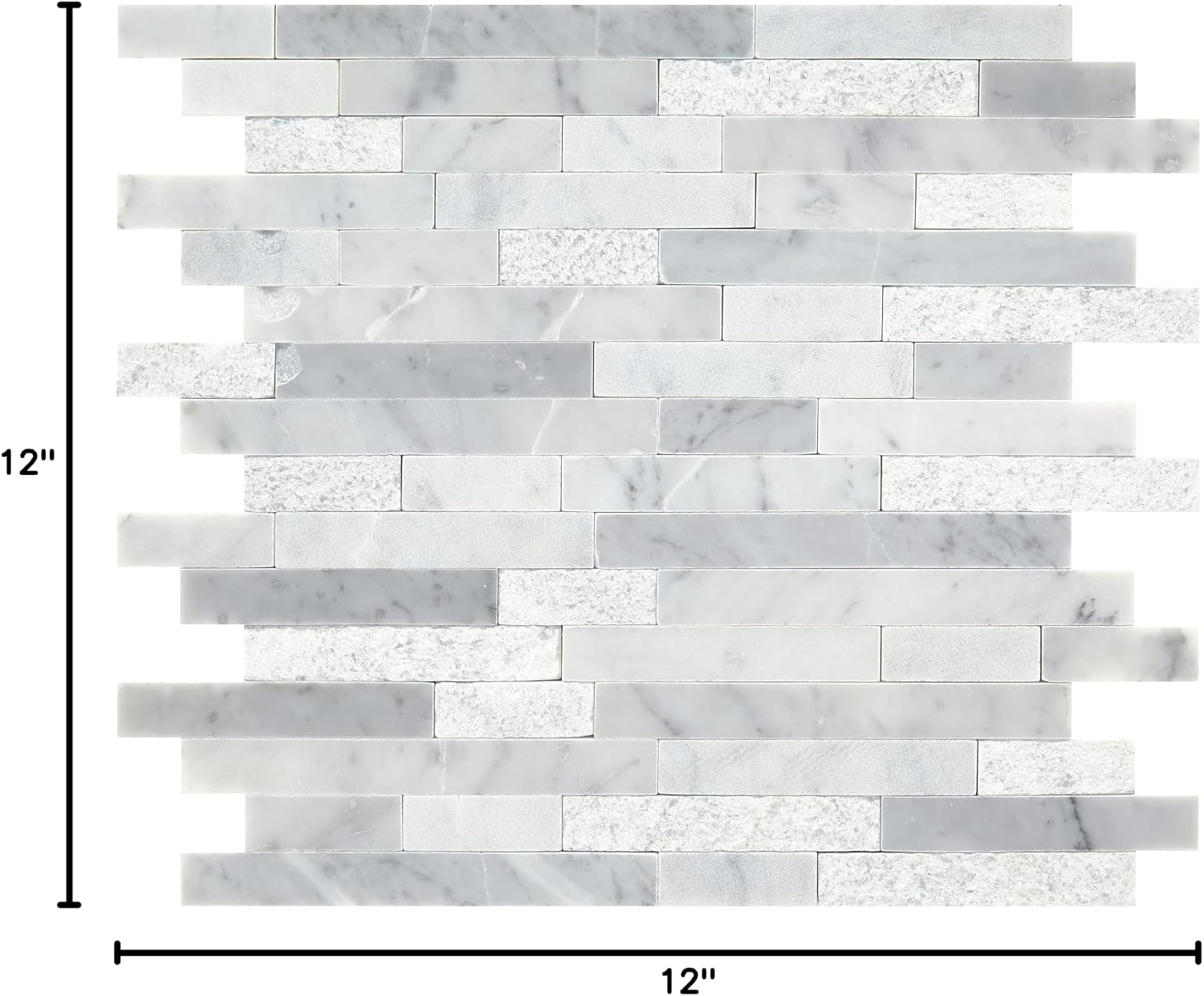 Daltile Minute Mosaix 12" X 12" Linear Random Mosaic in Carrara White (10 PC Per Carton) (10 SQFT Per Carton)