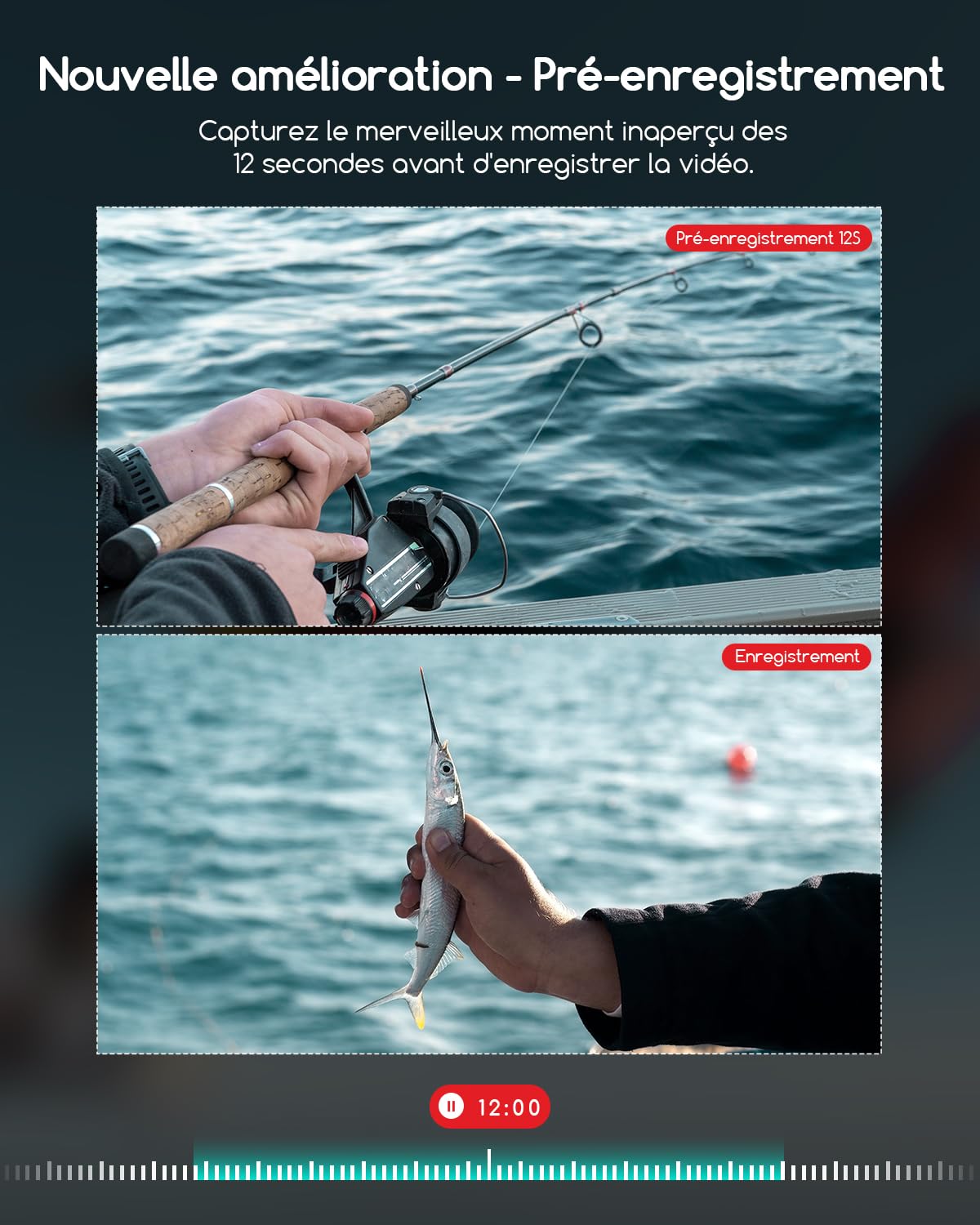 COOAU Caméra de Sport WiFi 4K 60fps 64MP Écran Tactile avec Microphone Externe Caméra sous-Marine 40M Type-C Stabilisation EIS 170° 2x1350mAh