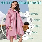 SaphiRose Waterproof Rain Poncho Jacket Coat for Adults Hooded with Zipper