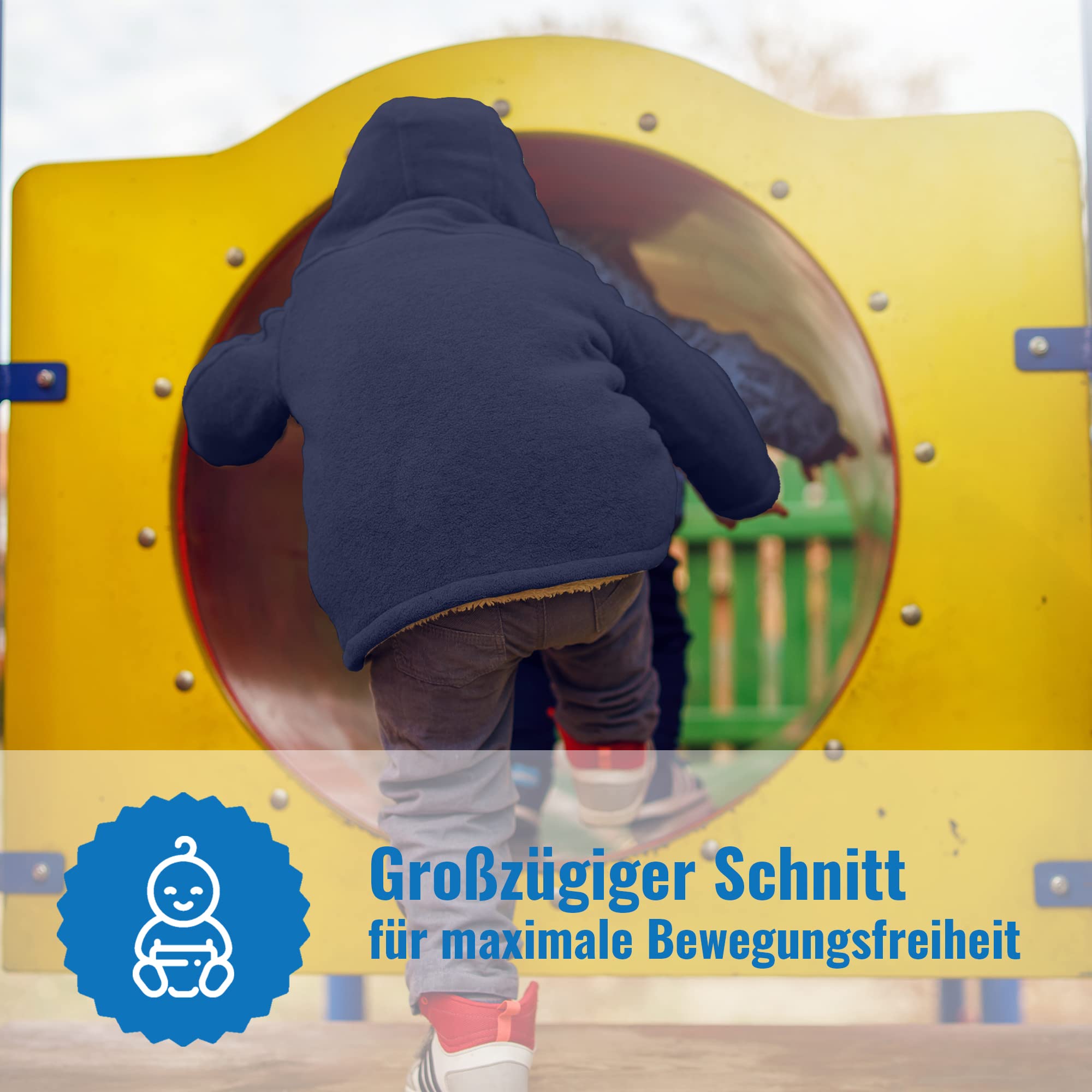 gipfelsport Wolljacke - Walkjacke mit Reißverschluss aus Natur Merino Wollfleece I Wollanzug, Wallwalkoverall aus Schurwolle für Kleinkinder, Babys