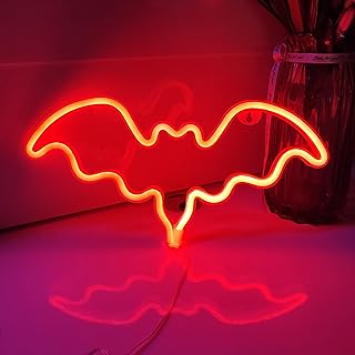 JYWJ Bat Neon Sign,USB or 3-AA Battery Powered Neon Light,LED Table Decoration,Bedroom Wall Decoration,Birthday Gift,Wedding Supplies Business Gift (Red)