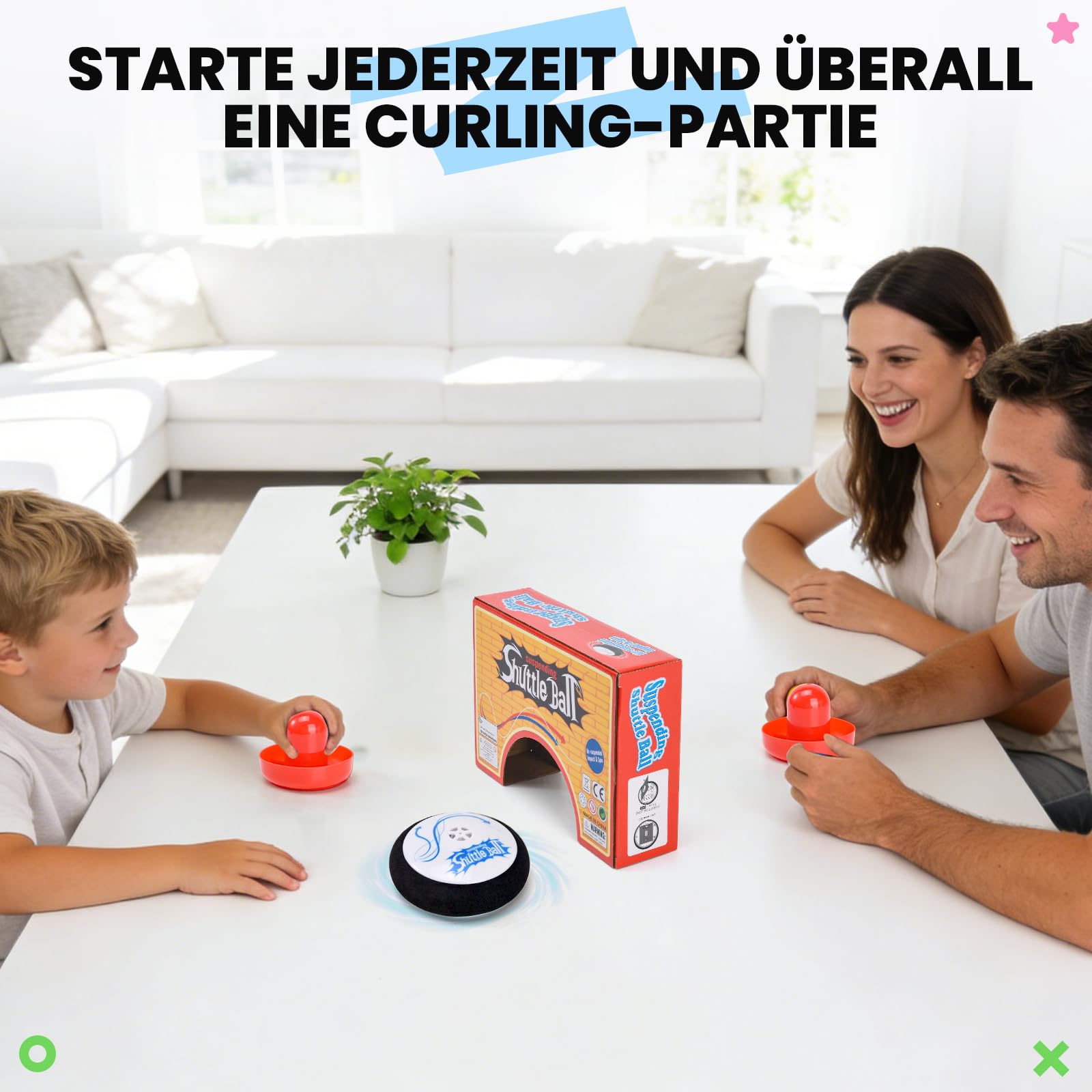 Air Hockey Hover Puck, Portable Air Hockey con 2 Spingere per hockey ad aria rossa, giocattolo da hockey per interni ed esterni, gioco simulato di hockey per bambini adulti