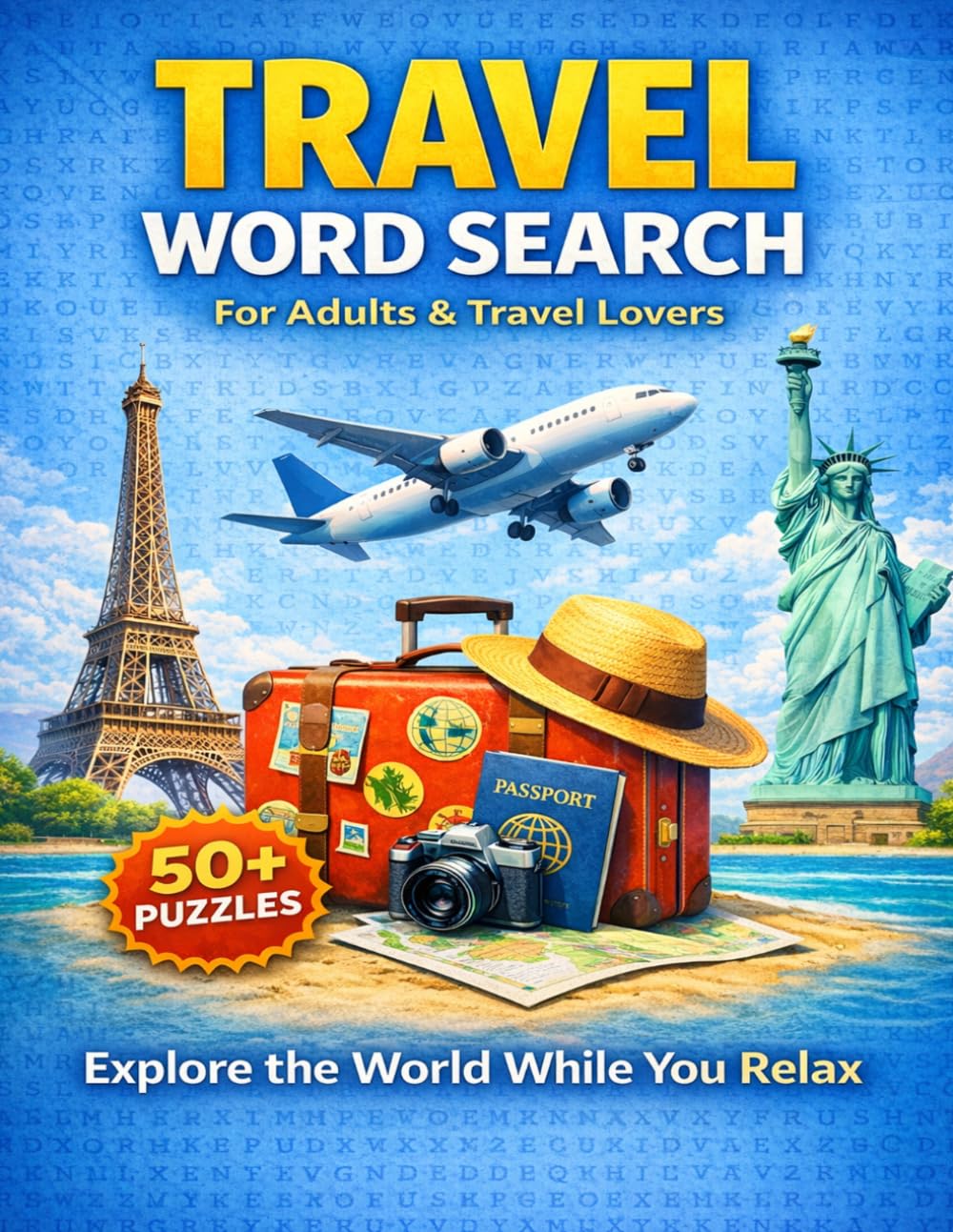 Travel Word Search for Adults: 50+ Fun & Relaxing Puzzles for Travel Lovers | Explore Countries, Cities & Landmarks While You Relax