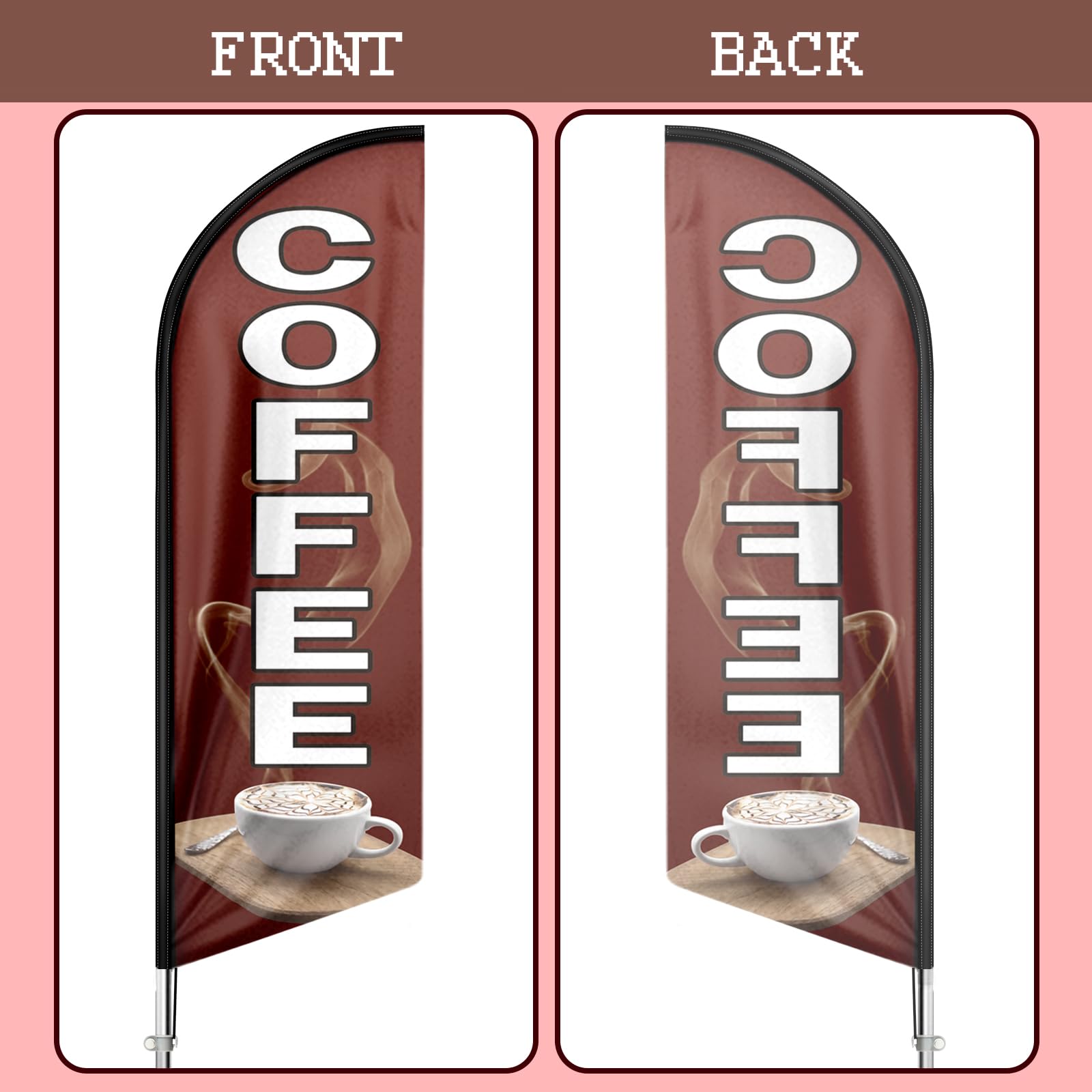 Drapeau en plumes de café, drapeau expresso de 3,4 m avec kit de mât, panneaux de café, drapeau commercial Swooper publicité pour magasin de café