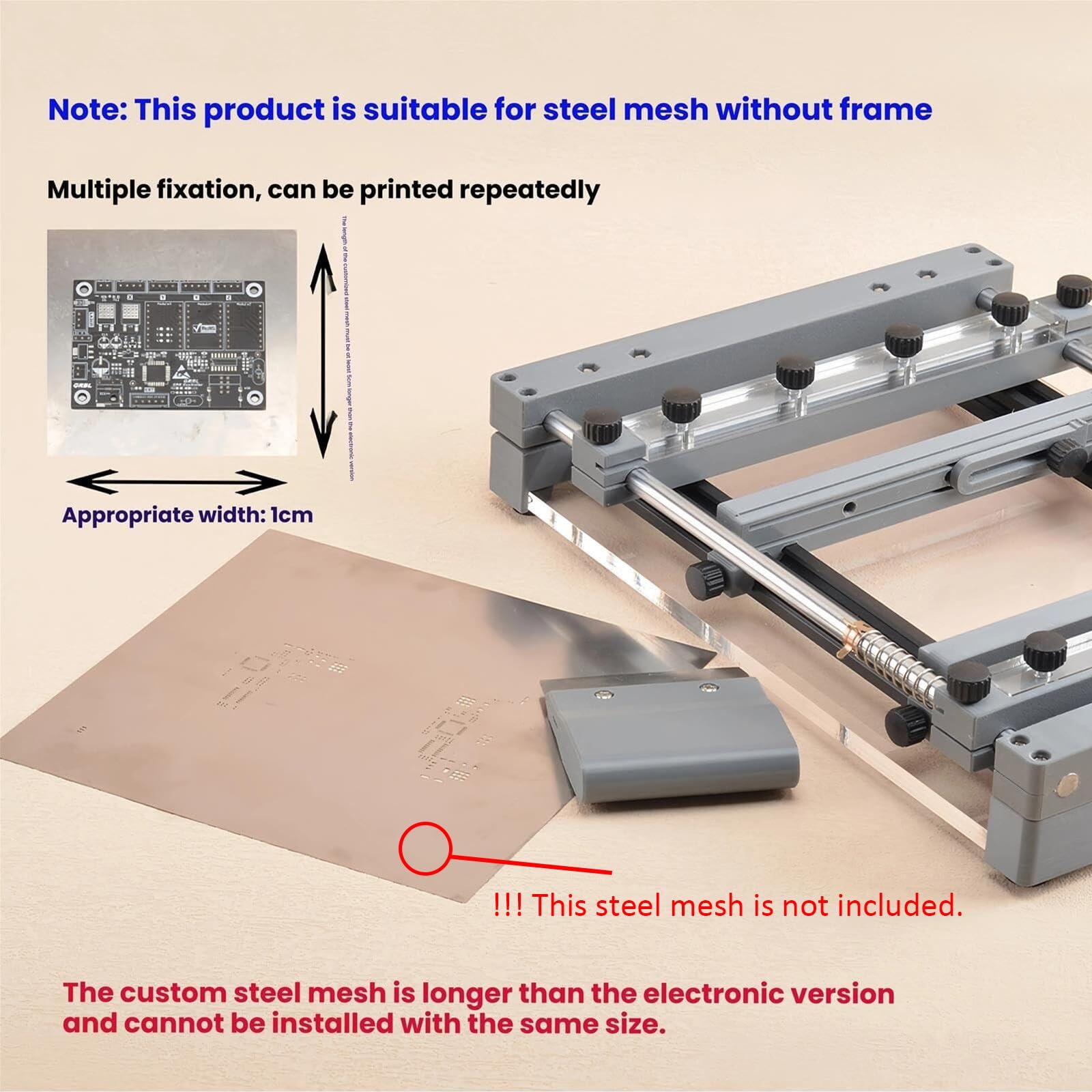 Genérico Impresora Manual de Plantilla de Pasta de Soldadura, Mesa con Raspador de 80 mm, Fijación Múltiple para Pequeñas Empresas