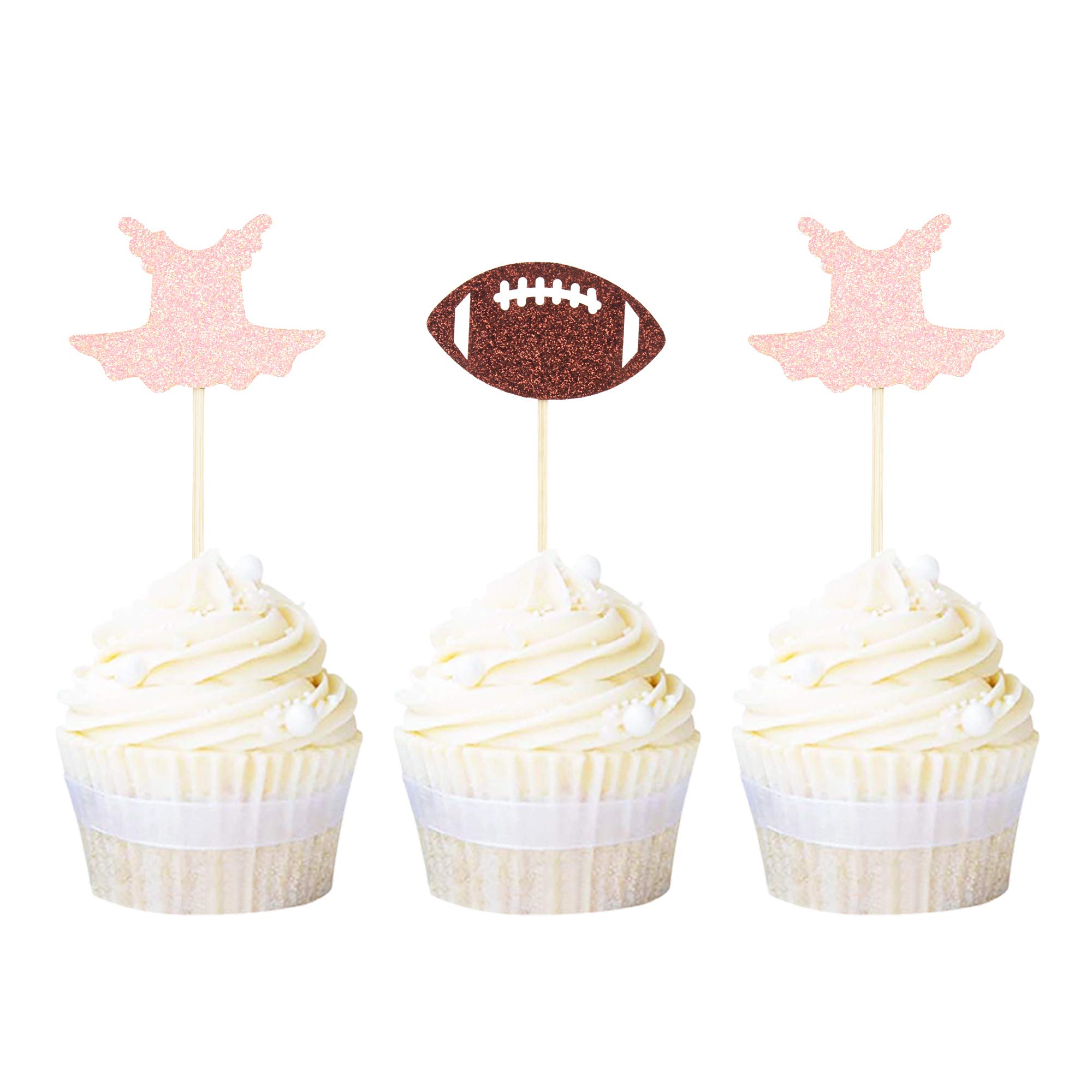 Buy Newqueen 24 Pack Rugby Tutu Dress Cupcake Toppers Gender Reveal