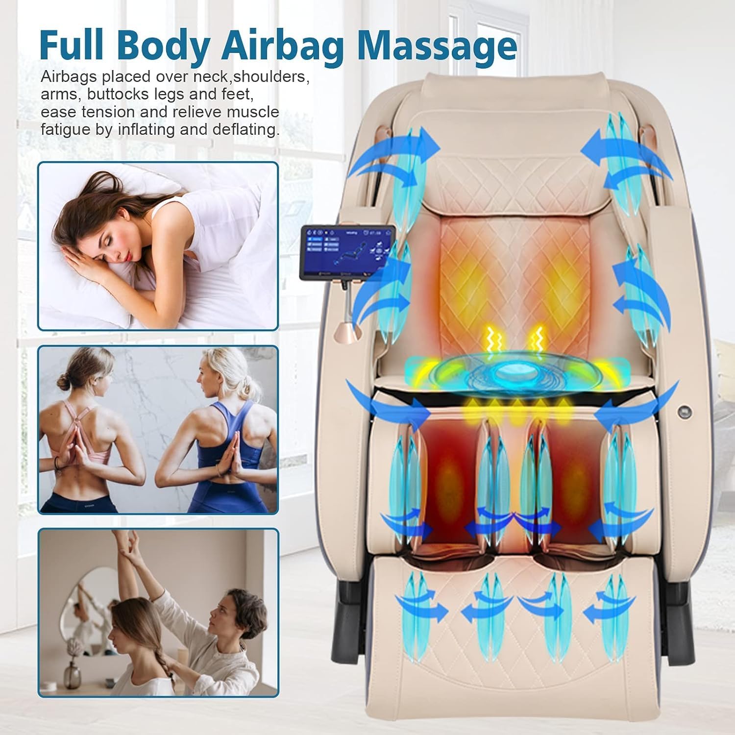 OWAYS 3D Massage Chair, SL-Track Full Body Shiatsu Massage Chair Recliner with Yoga Stretching, Anion, Zero Gravity Massager, Heating and Foot Roller