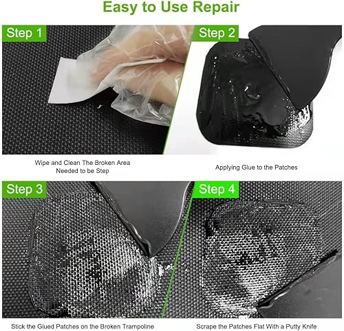 Miniatura 5 de Kit de reparación de parches para cama elástica de 5 x 5 pulgadas, cuadrados  Repara agujeros o desgarros en una alfombrilla de cama elástica, color