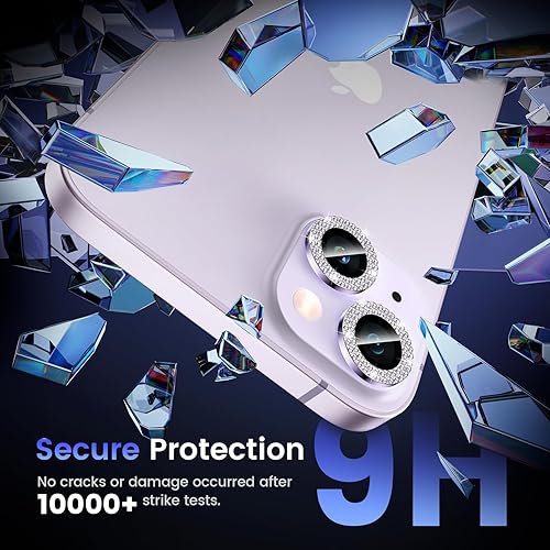 Miniatura 4 de Tensea Protector de lente de cámara para iPhone 14 PlusiPhone 14 Bling, protector de pantalla de vidrio templado, anillo individual de metal