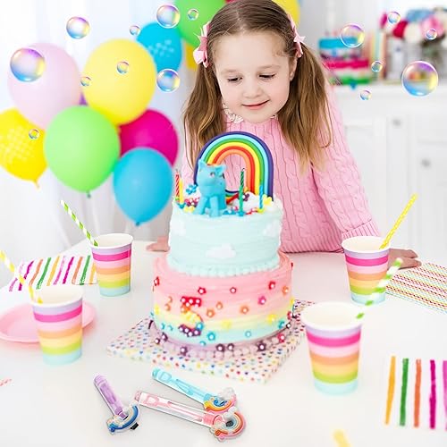 Miniatura 5 de Paquete de 40 mini varitas de burbujas surtidas de corazón, regalos de fiesta de neón, regalos de burbujas de arco iris, suministros de fiesta