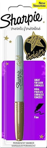 Sharpie - Marcador permanente metálico (punta fina, 1 unidad), color dorado