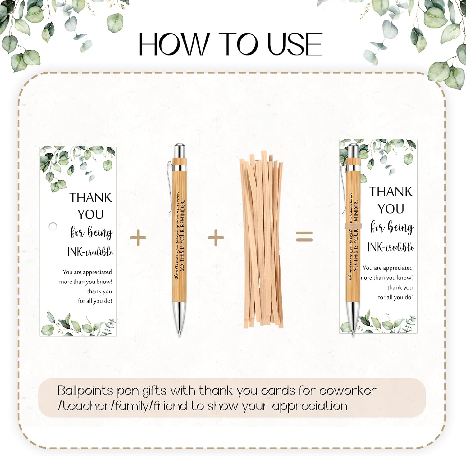 Yeaqee 72 Sets Employee Appreciation Gift Bulk Thank You Inspirational Bamboo Pen with Card Appreciation Gift for Nurse Teacher Admin Professional Volunteer Coworker Staff (Your Reminder)