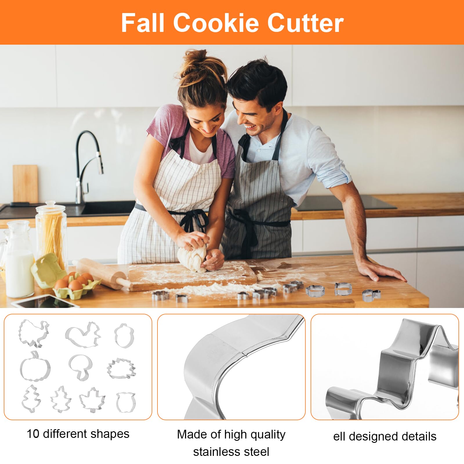 Ausstechformen-Set Herbstblätter – 6 Stück Edelstahl, Für Kekse, Fondant & Käse, Gewellte Kanten, Spülmaschinengeeignet