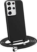 MyGadget Cover per Samsung Galaxy S21 Ultra - Custodia con Corda - Case con Cordino Opaca Antiurto/Bumper con Laccio/Tracolla - Practical Stylish per Collo Nero