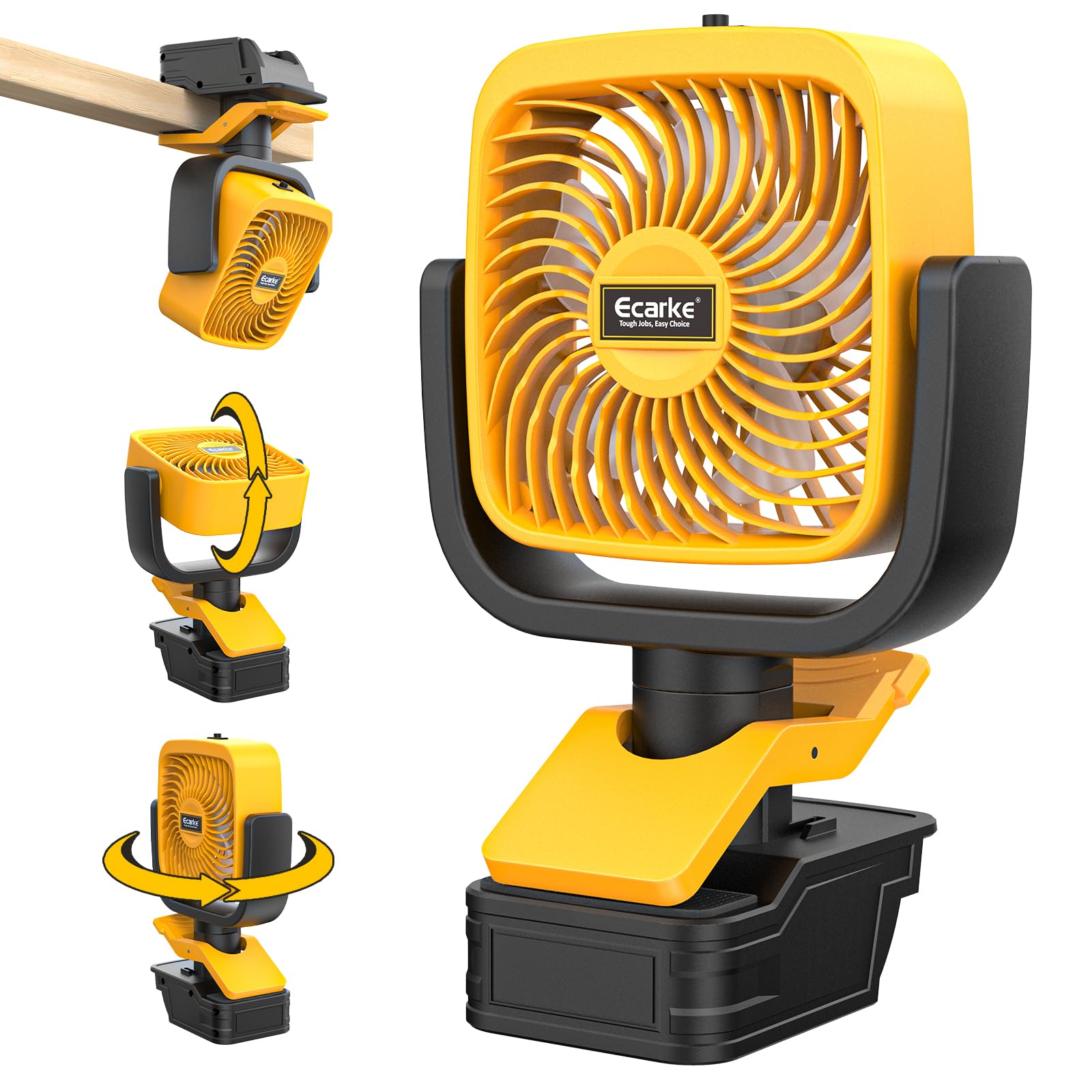 Photo 1 of Ecarke 4" Clip Fan Compatible with Dewalt 20V Battery (Tool Only) 3-Speed Cordless Clip-On Fan with 360° Rotation Low Noise Portable Desk/Bed Fan for Camping Jobsite Tent Fishing
