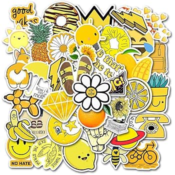 Download Free Amazon Com Cute Yellow Aesthetic Vinyl Laptop And Water Bottle Decal Sticker Pack For Girls Made In Us Computers Accessories PSD Mockup Template