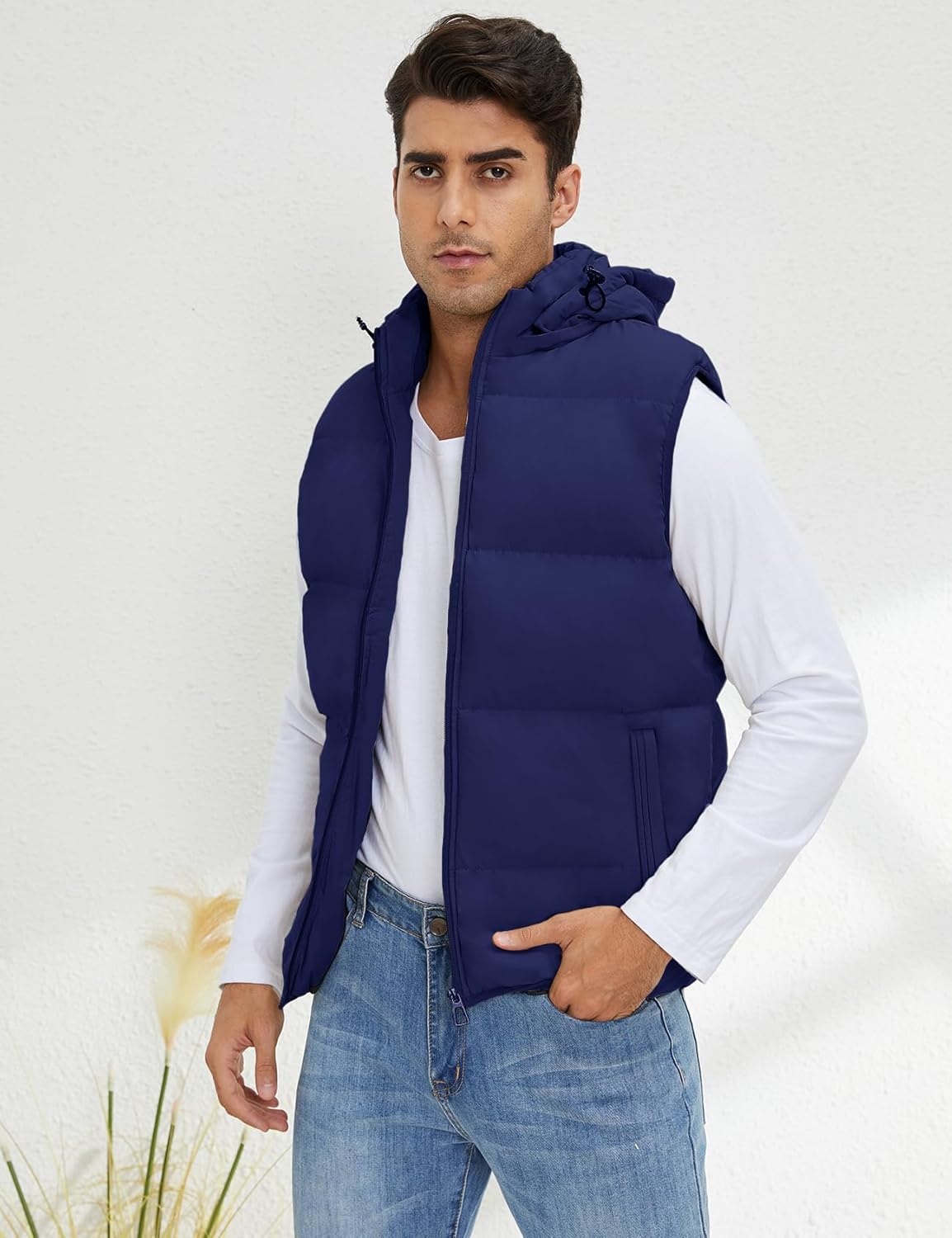 Gihuo Mens Puffer Vest with Hood Zip Up Quilted Hooded Vest - Image 2