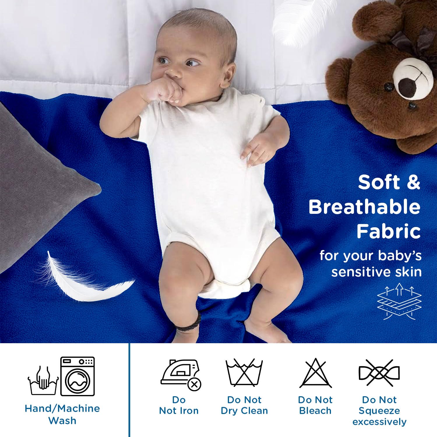 Mee Mee Instadry - Coprimaterasso in cotone extra assorbente, traspirante, morbido e delicato, riutilizzabile, impermeabile, ad asciugatura rapida, per neonati, da 0 a 36 mesi, 140 x 100 cm (blu)