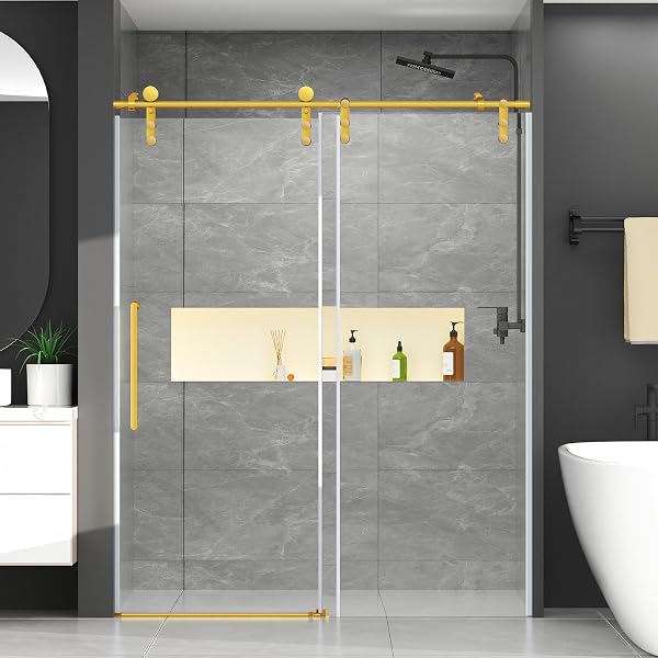 Chabatree Shower Door 60 W x 76 H Frameless Sliding Shower Door,Frameless Shower Door with Sealing Strip and Waterproof
