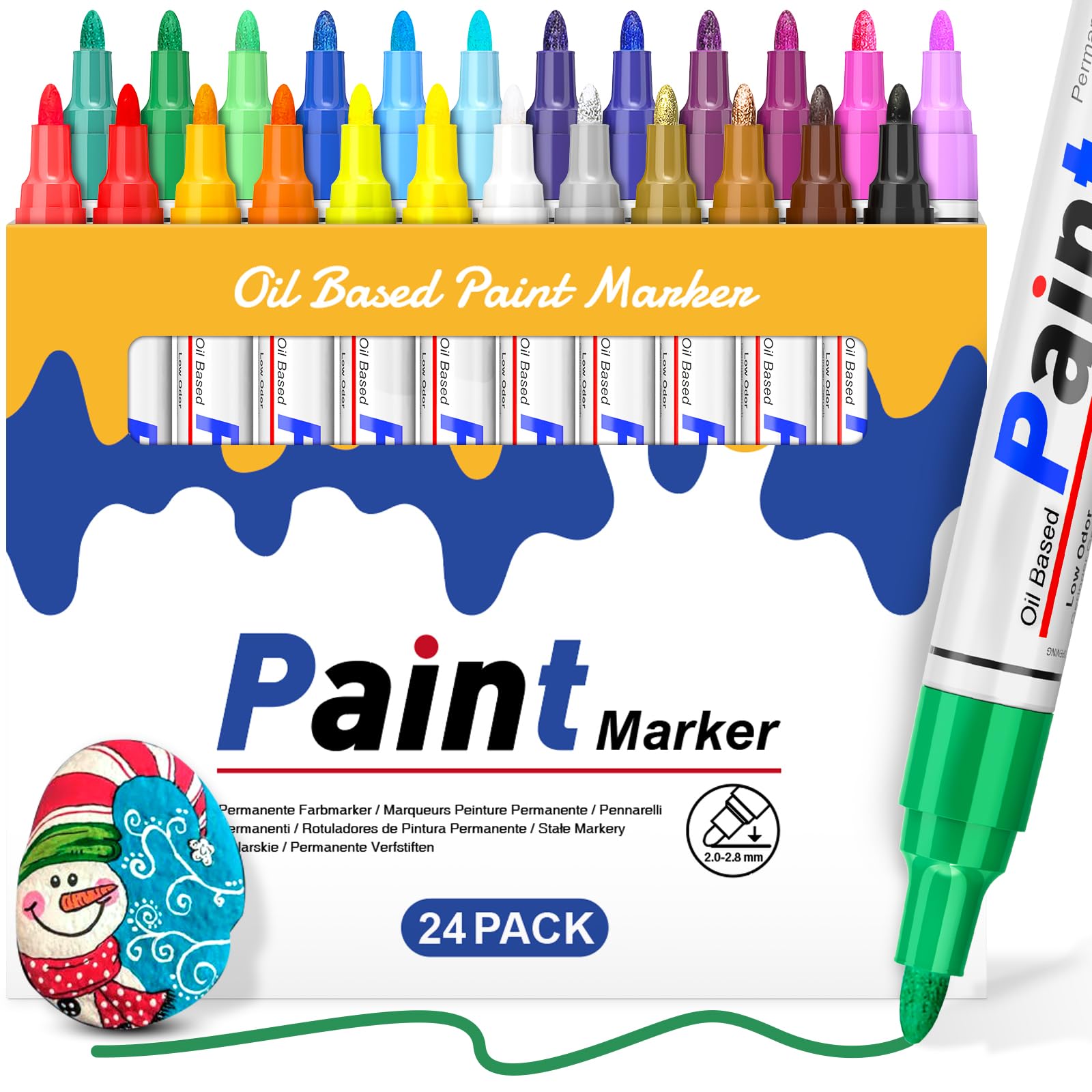 DAPAWINPaint Pens Paint Markers - 24 Count Permanent Markers for Rock