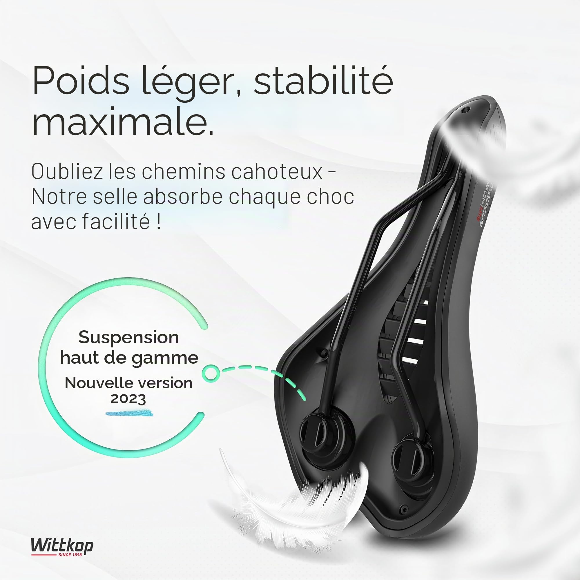 WITTKOP Selle de vélo avec Concept innovant Medicus à 5 Zones et Rembourrage orthopédique en Mousse à mémoire de Forme I Selle de vélo Confortable pour Hommes et Femmes I VTT, Trekking, Ville