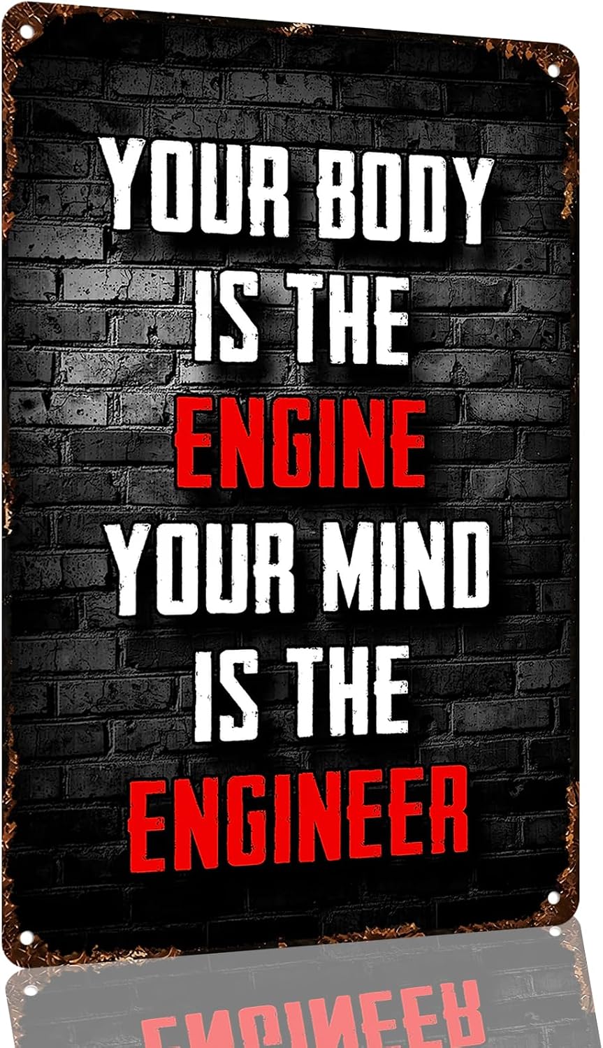 Body Engine Mind Engineer Fitness Metal Sign 8 x 12 Inch