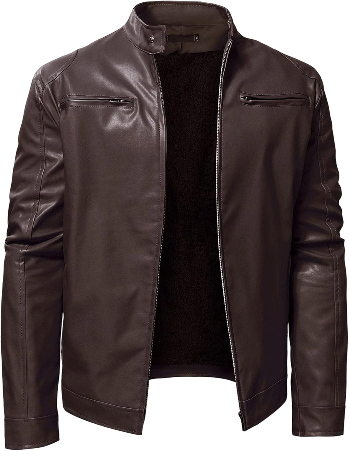 Men's PU Faux Leather Jacket outwear coat Slim Fit Motorcycle Casual Outerwear Bomber Coat