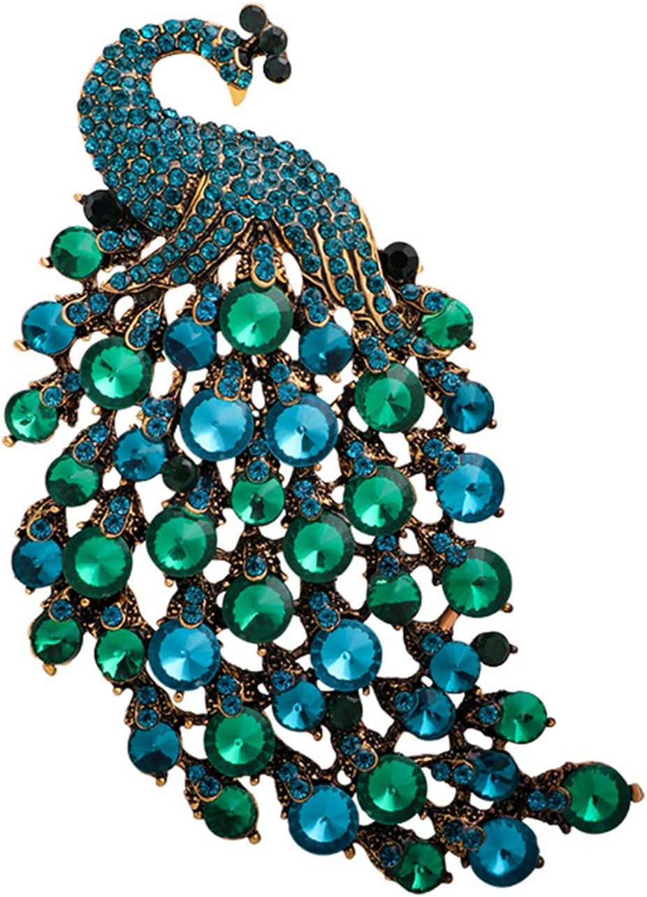 WCRAZYE Rhinestone Peacock Brooch Pin for Women Girls Fashion Exquisite Exaggerated Big Crystal Bird Animal Brooches Lapel Pins Elegant Dress Accessories Wedding Christmas Birthday Jewelry Gift