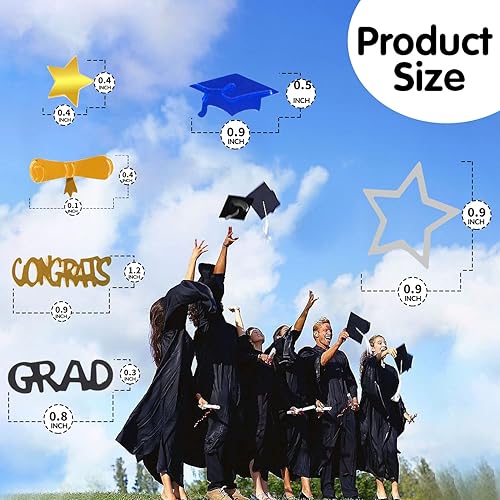 Miniatura 7 de KIMOBER Confeti de graduación de Congrats Grad de 3.17 oz, decoración de graduación azul y dorado para fiesta de graduación