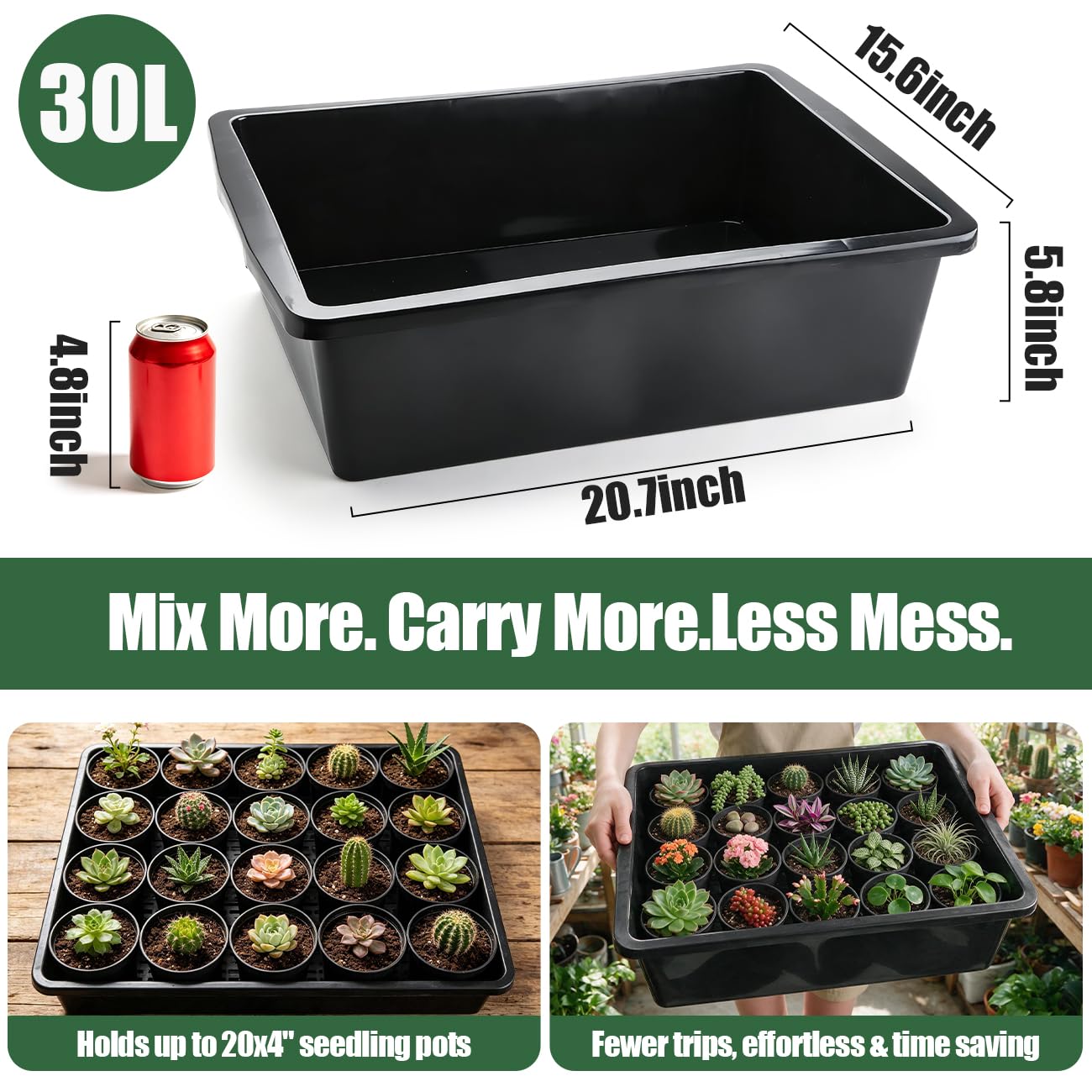 Lot de 4 plateaux de rempotage de plantes de jardin pour mélange de terre