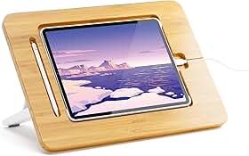 AFOOYO Suporte de desenho de madeira para tablet – 5 ângulos ajustáveis para laptop, suporte de leitura de livros, compatível com iPad Pro de 12,9/13 polegadas com versão de capa para iPad (3ª a 7ª