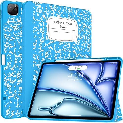 Soke Case for iPad Air 13 Inch (M3/M2,2025-2024), iPad Pro 12.9" 6th/5th Generation with Pencil Holder(2021 2022 Release)-[Apple Pencil Charging + Auto Wake/Sleep] Soft Back Cover, Book Blue