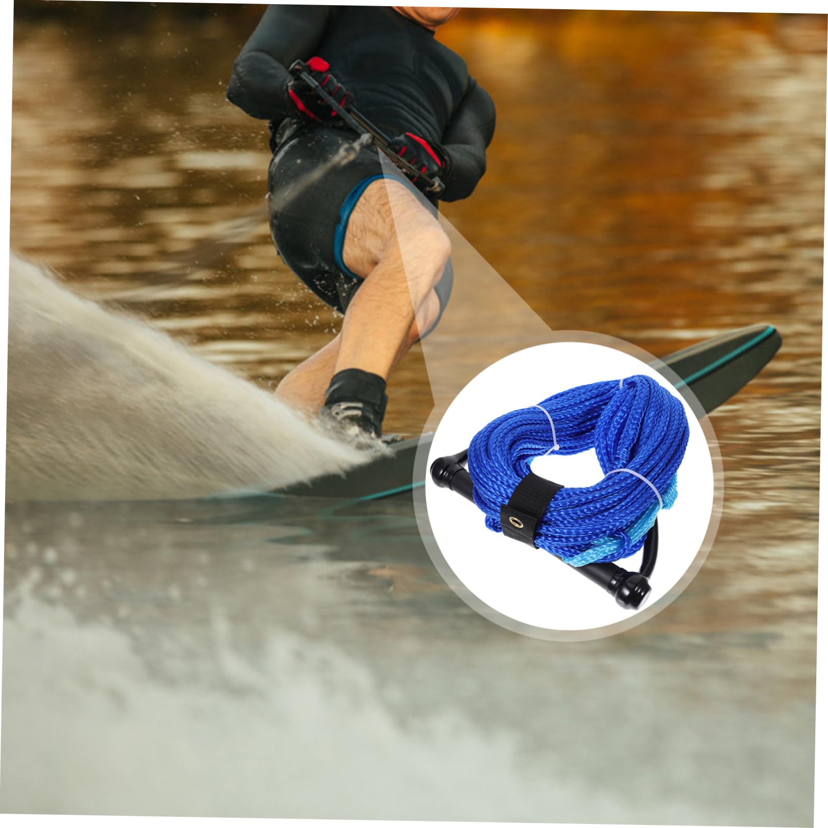 VILLCASE Cuerda de Esquí Acuático de Nylon Negro Ligera y Fácil de Manejar Asa para Wakeboard y Kneeboard, Cuerda de Remolque para Barco de 1 Sección Color Aleatorio
