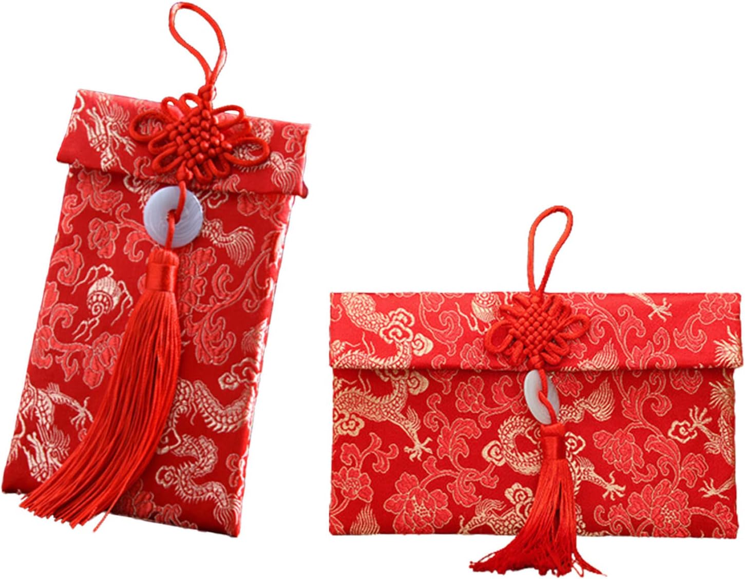 2 Pcs Exquisite Silk Red Envelopes - Reusable Chinese Money Pockets for New Year, Wedding, Birthday