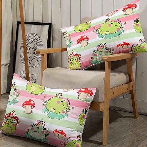 Miniatura 6 de AILONEN Juego de sábanas bajeras de rana de dibujos animados, tamaño matrimonial, juego de sábanas coloridas de hongos rojos para niños y niñas, 3