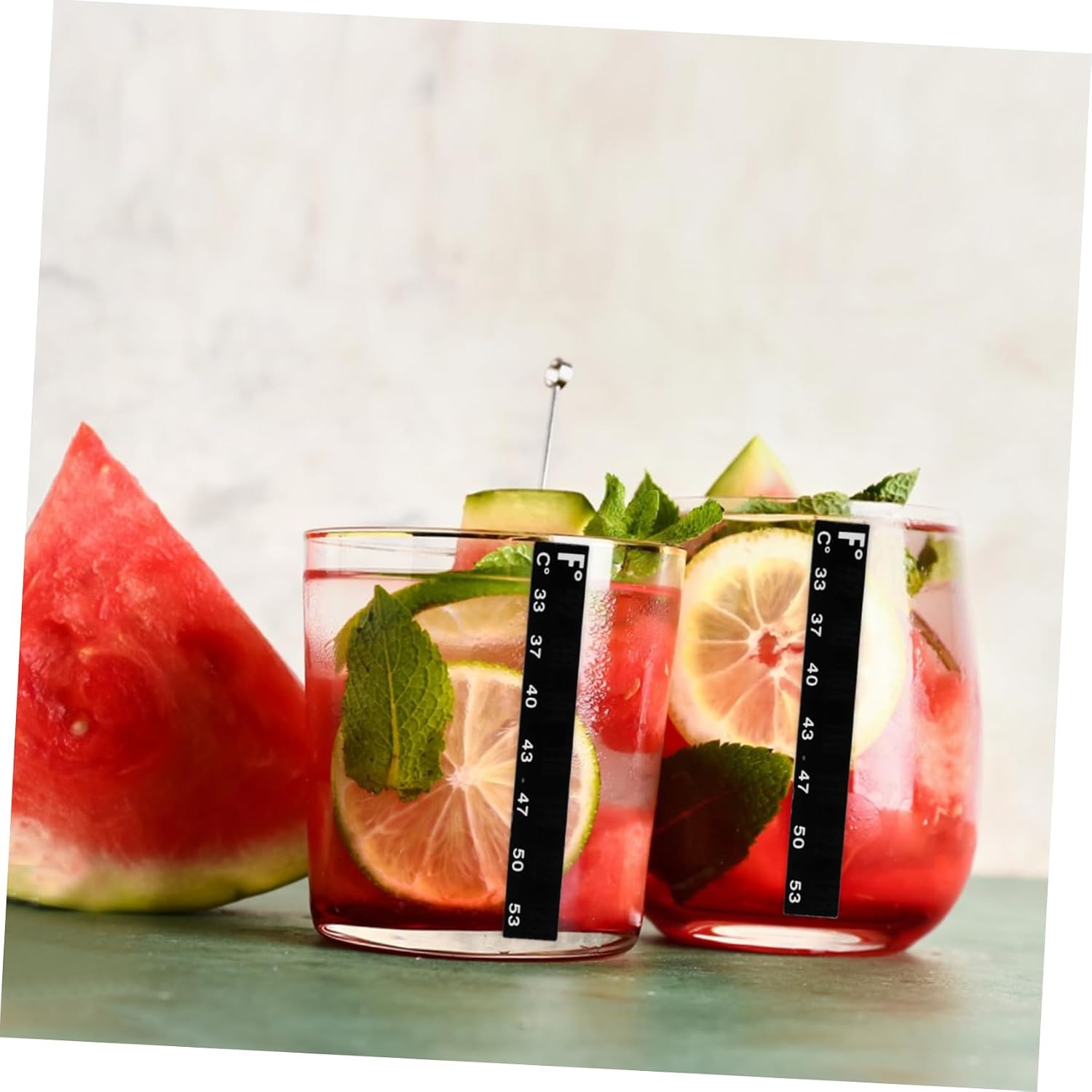 10pcs Stick on Wine Thermometer Strip Adhesive PET LCD Sticker