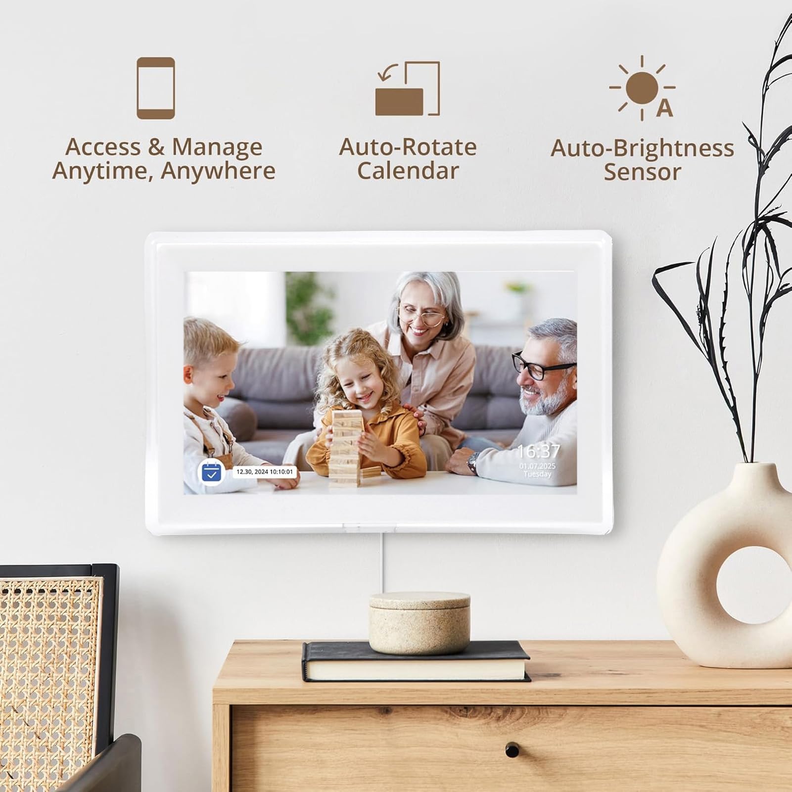 Topiky 15,6 Zoll WiFi Digitalkalender, Wandplaner, Elektronischer Kalender und Aufgabendiagramm, Intelligentes Interaktives Touchscreen Display für Familienpläne, Intelligenter (EU)