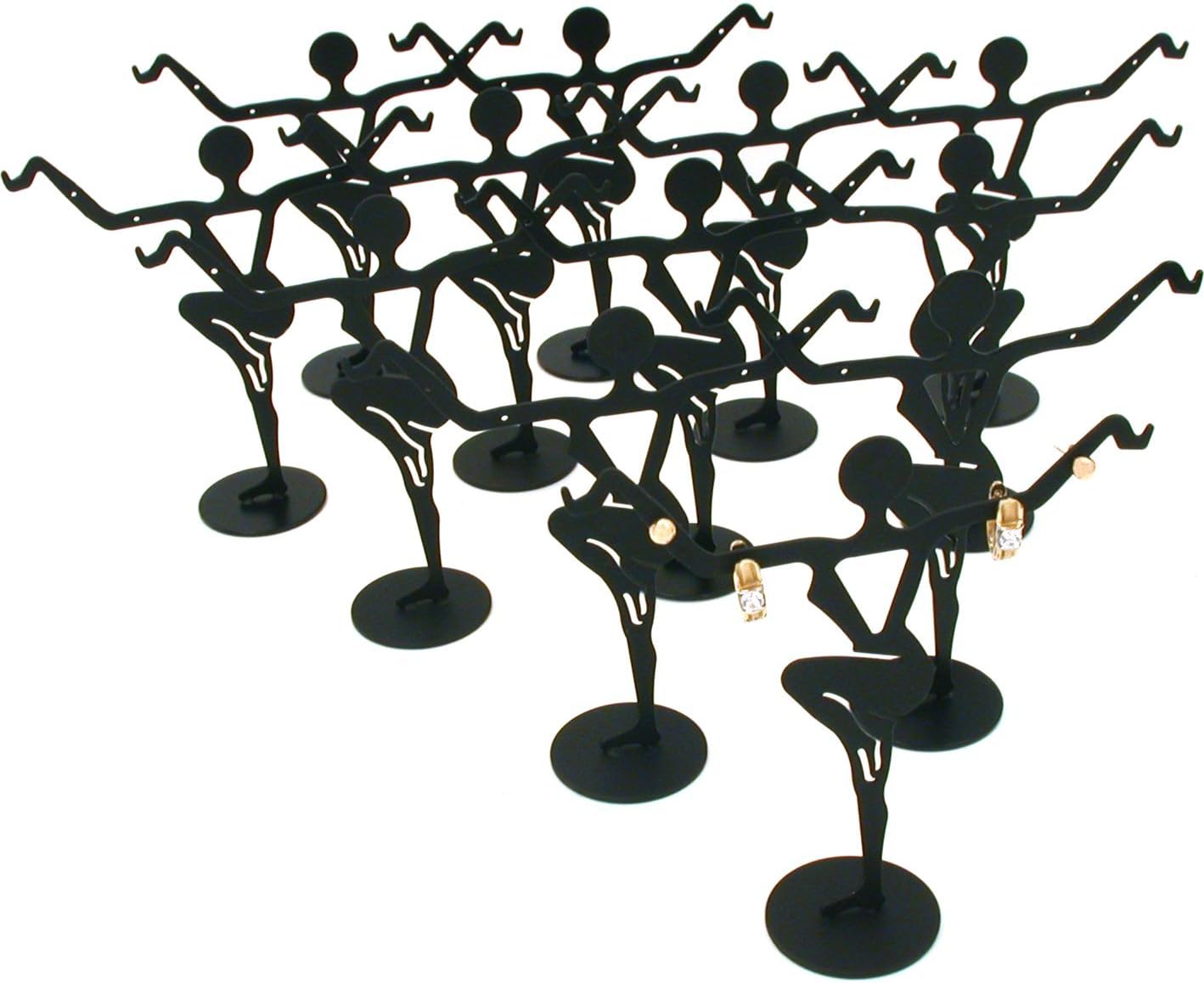 FindingKing 12 Black Metal Earring Dancer Jewelry Showcase Display Stands 4 5/8"