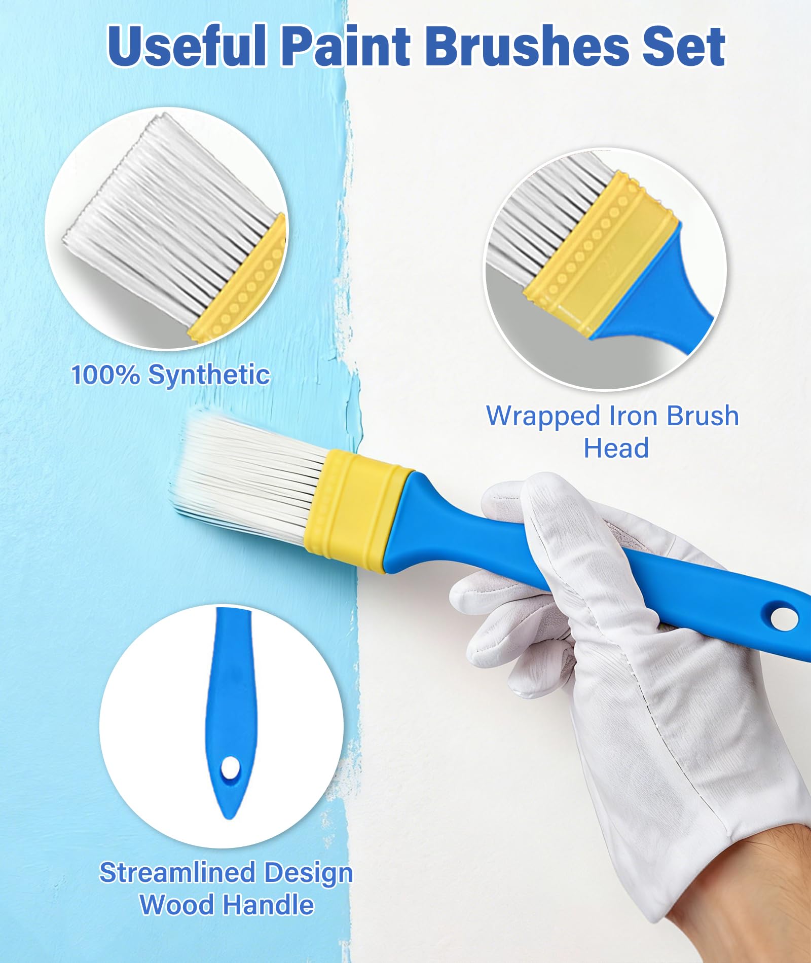 Qivine Kit Rullo per Vernice da 45 cm, Kit per Pittura da 13 Pezzi con 4 Asta Telescopica, Telaio Regolabile, Vaschetta con Ruote, Pennello, Spatola, Miscelatore, per Dipingere Pareti, Soffitti
