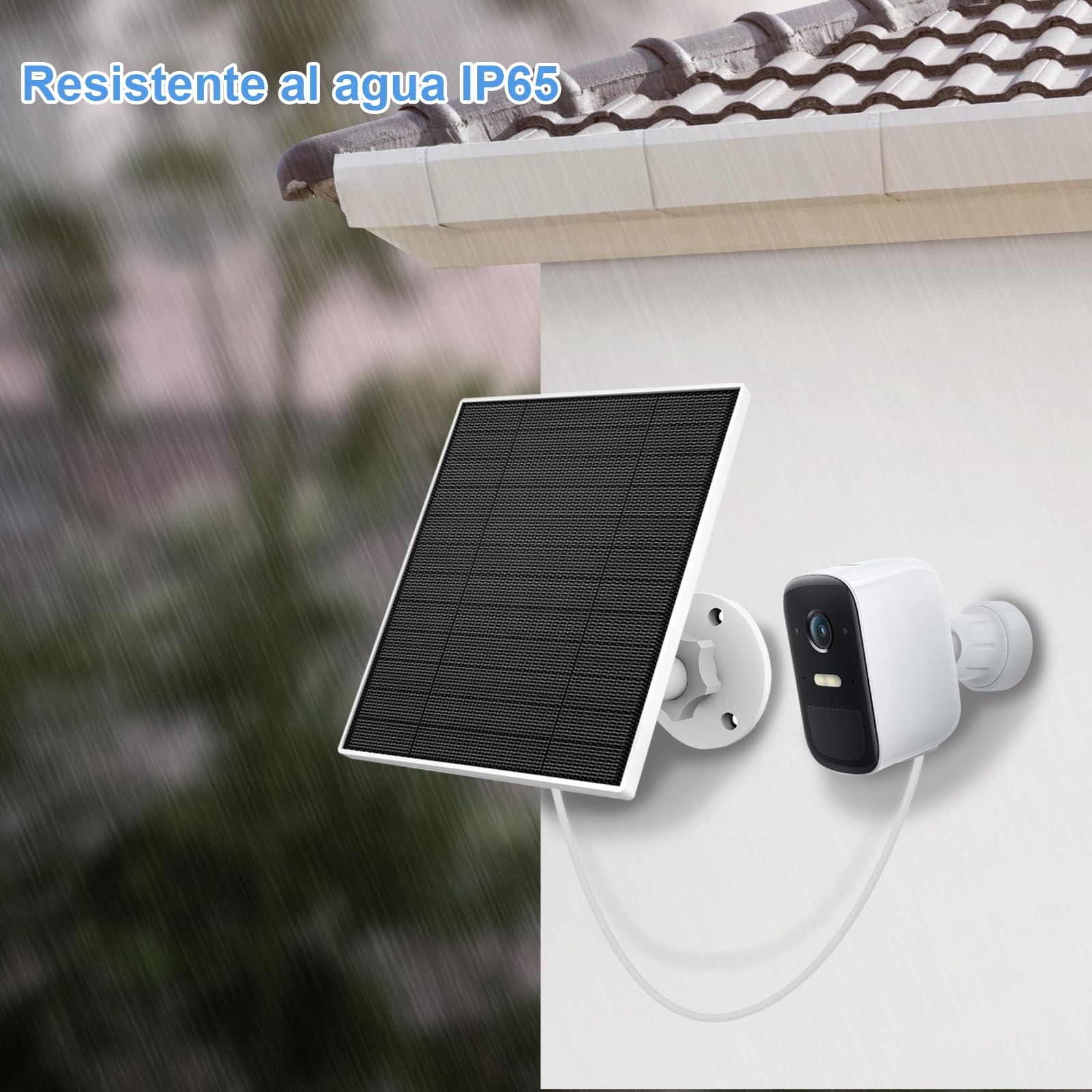 Panel Solar para Cámara Exterior Eufy, Compatible con la Cámara Eufycam, Suministro Continuo de Energía, Ncluye Cable de Carga de 9.8 pies, IP65 Resistente al Agua, Paquete de 3