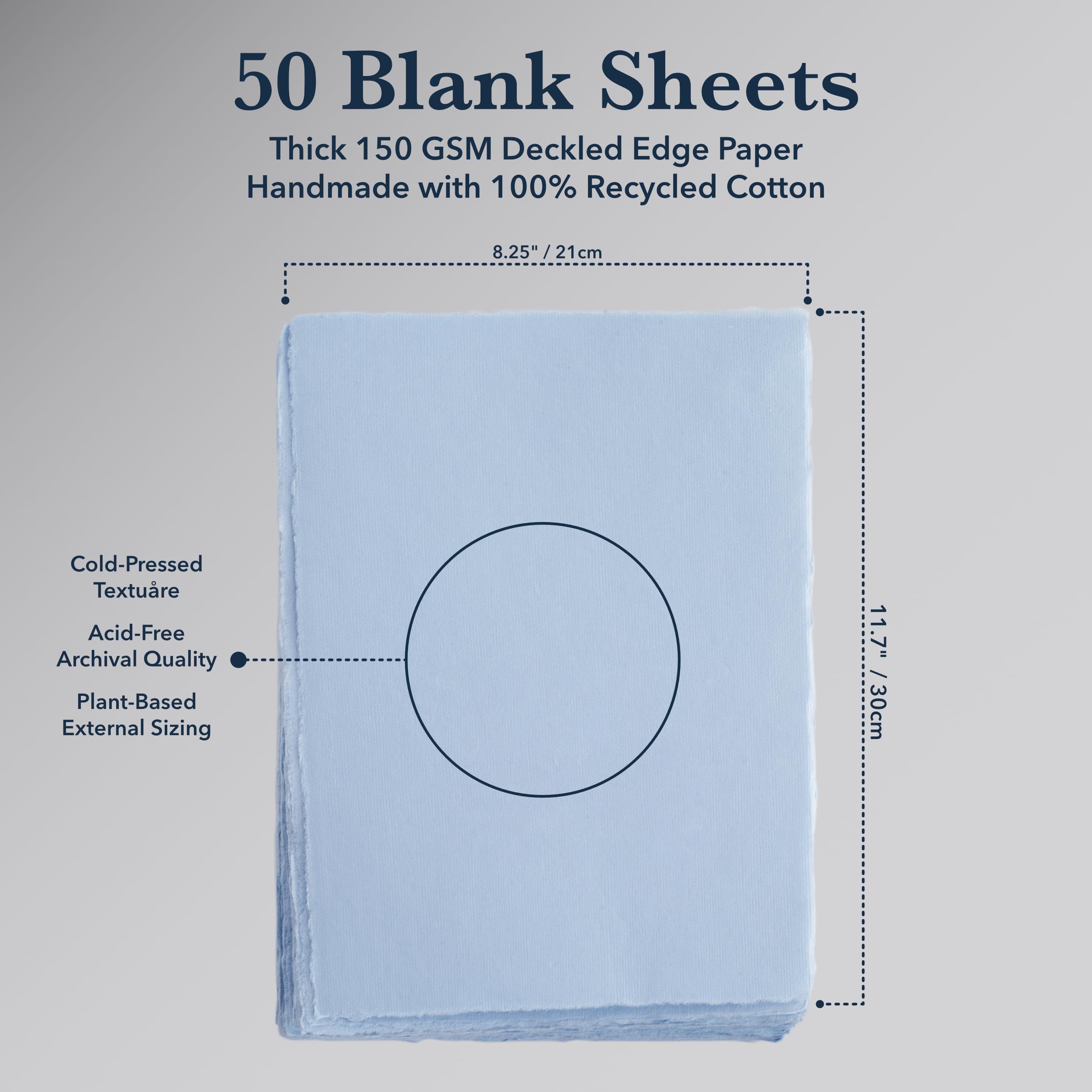 Amazon.com: Wanderings Blue A4 Handmade Paper with Deckled Edge